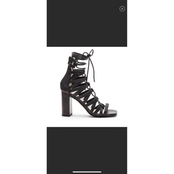 Jeffrey Campbell Stockard Black suede lace up heels 8 Square toe - Picture 1 of 8